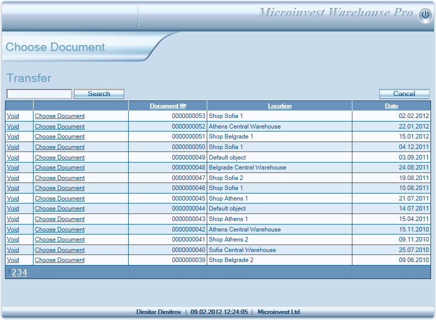 Warehouse Pro Web Choose Document