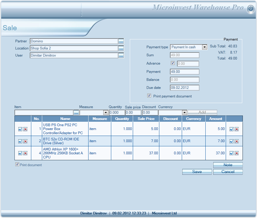 Warehouse Pro Web Sale